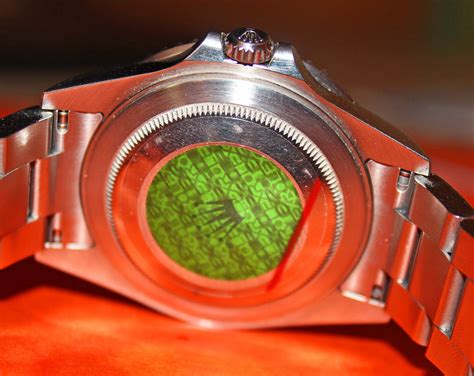 rolex green caseback sticker.